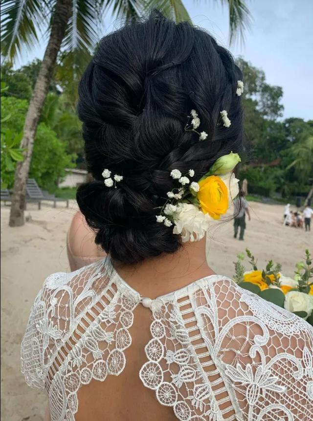 Slightly Messy Braided Low Bun 