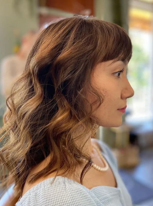 Beachy Curls With Bangs 