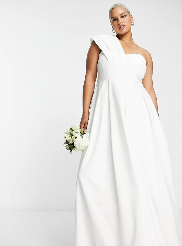 Best One-Shoulder Plus-Size Wedding Dress