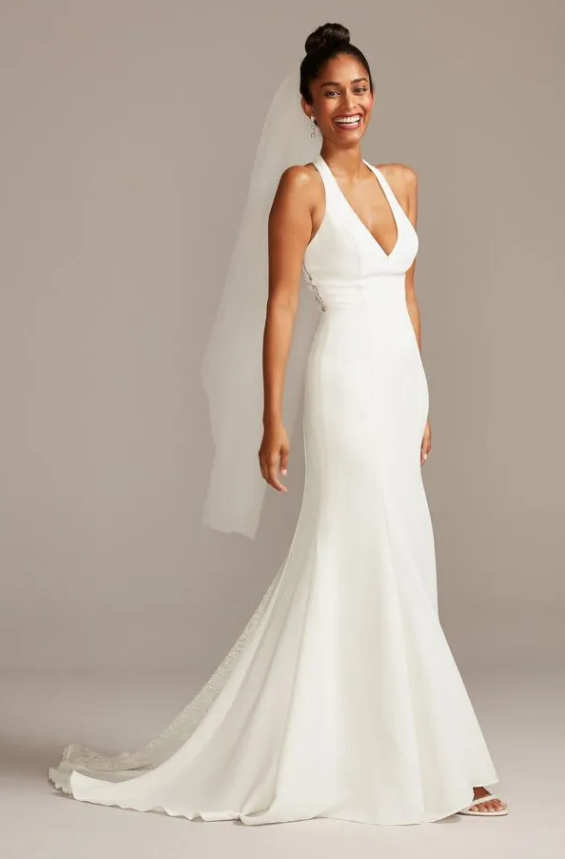 David's Bridal WG3989 Halter Mermaid Wedding Dress